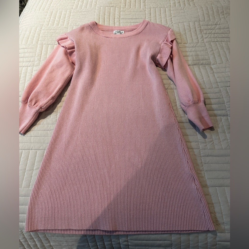 Pink long sleeve knit dress size 8